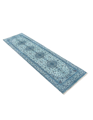 Blue 2' x 8' Boutique Runner Area Rug Chenille Polyester Cotton Traditional Oriental Inspired Classical Carpet for Living Rooms Dining Office Space Interior Design for Sale at Rug Engine