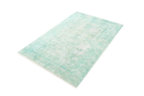 Turquoise 3' 11 x 5' 11 Boutique Rectangle Area Rug Chenille Polyester Cotton Traditional Oriental Inspired Classical Carpet for Living Rooms Dining Office Space Interior Design for Sale at Rug Engine