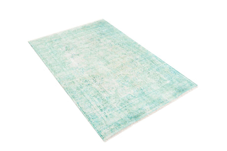 Turquoise 3' 11 x 5' 11 Boutique Rectangle Area Rug Chenille Polyester Cotton Traditional Oriental Inspired Classical Carpet for Living Rooms Dining Office Space Interior Design for Sale at Rug Engine