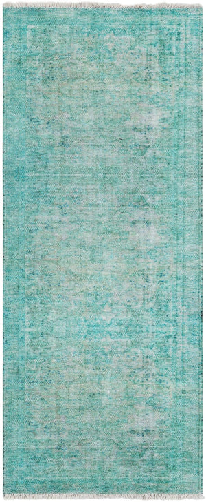 Turquoise 2' x 5' 1 Boutique Runner Area Rug Chenille Polyester Cotton Traditional Oriental Inspired Classical Carpet for Living Rooms Dining Office Space Interior Design for Sale at Rug Engine