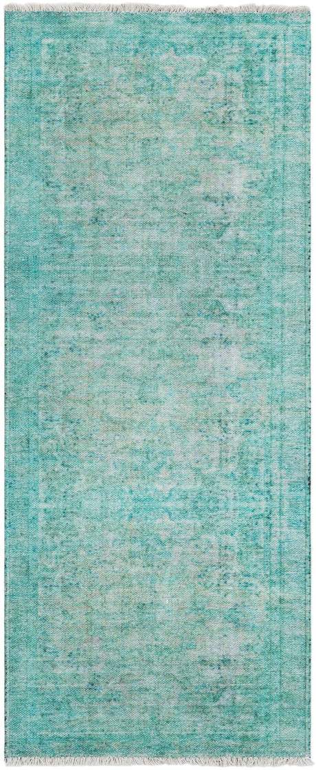Turquoise 2' x 5' 1 Boutique Runner Area Rug Chenille Polyester Cotton Traditional Oriental Inspired Classical Carpet for Living Rooms Dining Office Space Interior Design for Sale at Rug Engine