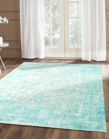 Turquoise 6' 1 x 9' Boutique Rectangle Area Rug Chenille Polyester Cotton Traditional Oriental Inspired Classical Carpet for Living Rooms Dining Office Space Interior Design for Sale at Rug Engine