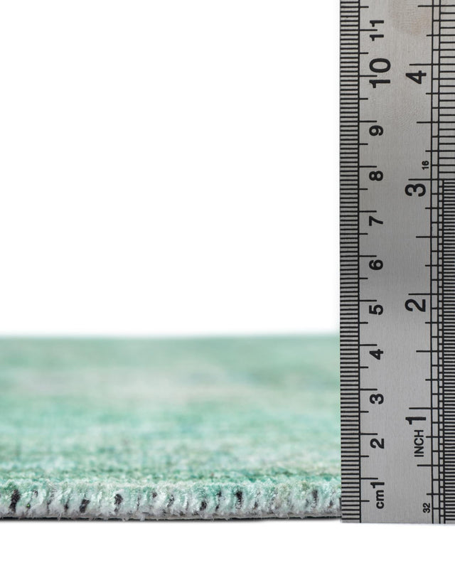 Turquoise 7' 10 x 10' Boutique Rectangle Area Rug Chenille Polyester Cotton Traditional Oriental Inspired Classical Carpet for Living Rooms Dining Office Space Interior Design for Sale at Rug Engine