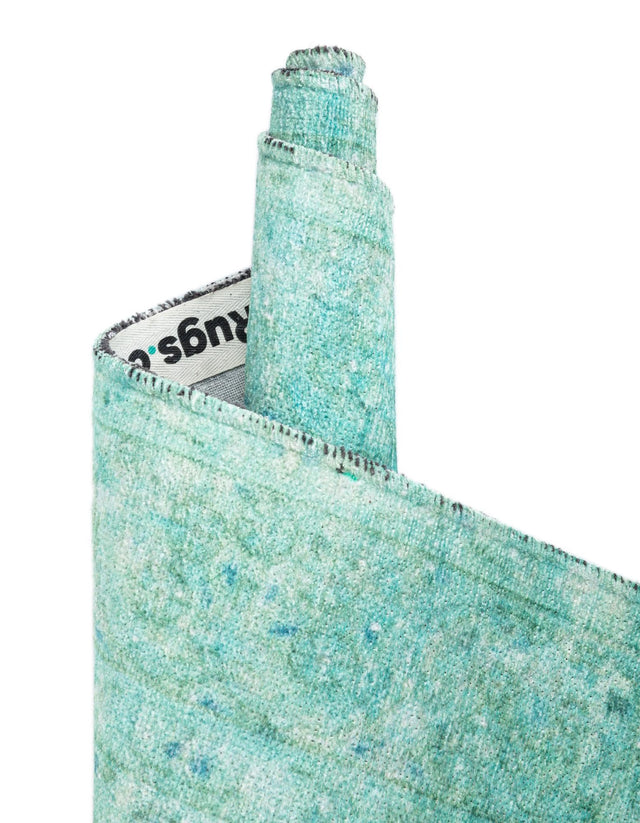 Turquoise 9' x 11' 10 Boutique Rectangle Area Rug Chenille Polyester Cotton Traditional Oriental Inspired Classical Carpet for Living Rooms Dining Office Space Interior Design for Sale at Rug Engine