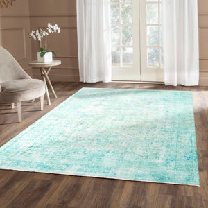 Turquoise 3' 11 x 5' 11 Boutique Rectangle Area Rug Chenille Polyester Cotton Traditional Oriental Inspired Classical Carpet for Living Rooms Dining Office Space Interior Design for Sale at Rug Engine