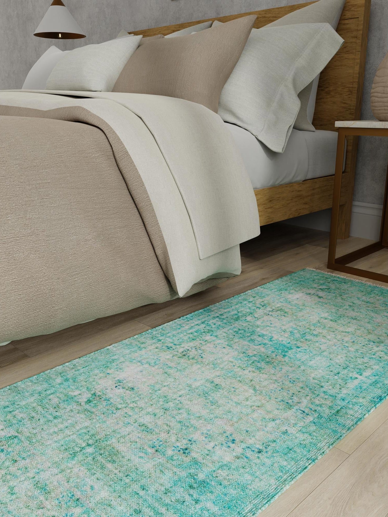 Turquoise 2' x 8' Boutique Runner Area Rug Chenille Polyester Cotton Traditional Oriental Inspired Classical Carpet for Living Rooms Dining Office Space Interior Design for Sale at Rug Engine