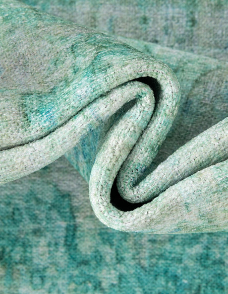 Turquoise 2' x 8' Boutique Runner Area Rug Chenille Polyester Cotton Traditional Oriental Inspired Classical Carpet for Living Rooms Dining Office Space Interior Design for Sale at Rug Engine