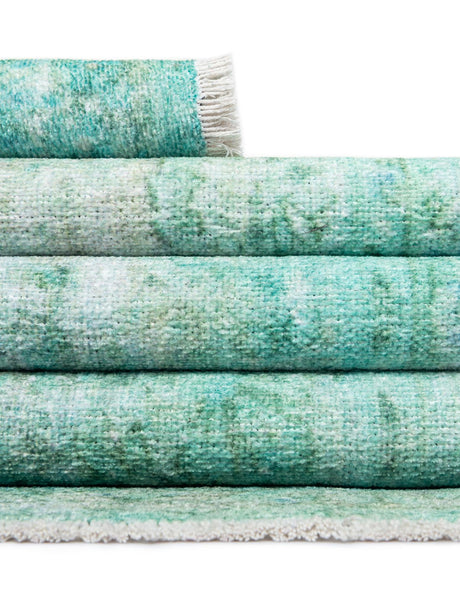 Turquoise 2' x 8' Boutique Runner Area Rug Chenille Polyester Cotton Traditional Oriental Inspired Classical Carpet for Living Rooms Dining Office Space Interior Design for Sale at Rug Engine