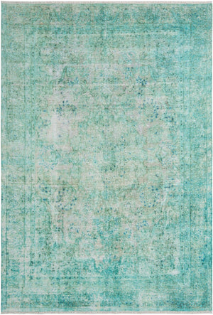 Turquoise 6' 1 x 9' Boutique Rectangle Area Rug Chenille Polyester Cotton Traditional Oriental Inspired Classical Carpet for Living Rooms Dining Office Space Interior Design for Sale at Rug Engine