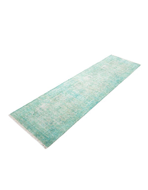 Turquoise 2' x 8' Boutique Runner Area Rug Chenille Polyester Cotton Traditional Oriental Inspired Classical Carpet for Living Rooms Dining Office Space Interior Design for Sale at Rug Engine