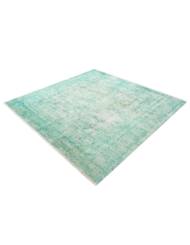 Turquoise 7' 9 x 7' 9 Boutique Square Area Rug Chenille Polyester Cotton Traditional Oriental Inspired Classical Carpet for Living Rooms Dining Office Space Interior Design for Sale at Rug Engine