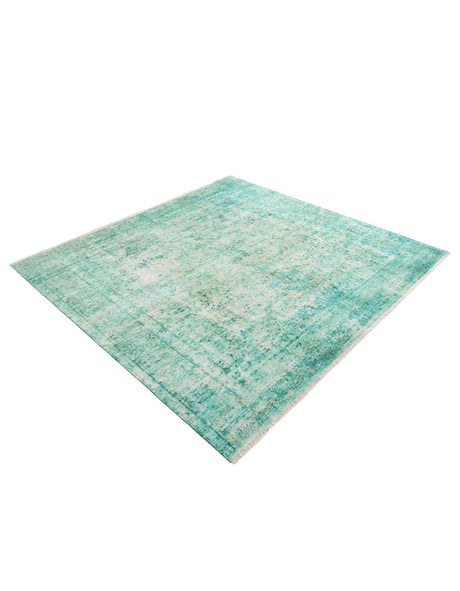Turquoise 7' 9 x 7' 9 Boutique Square Area Rug Chenille Polyester Cotton Traditional Oriental Inspired Classical Carpet for Living Rooms Dining Office Space Interior Design for Sale at Rug Engine