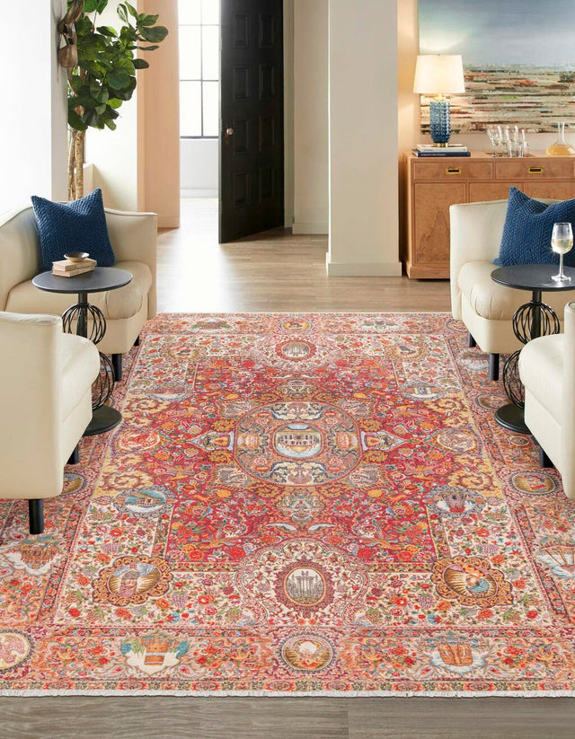 Rust Red 3' 11 x 5' 11 Boutique Rectangle Area Rug Chenille Polyester Cotton Traditional Oriental Inspired Classical Carpet for Living Rooms Dining Office Space Interior Design for Sale at Rug Engine