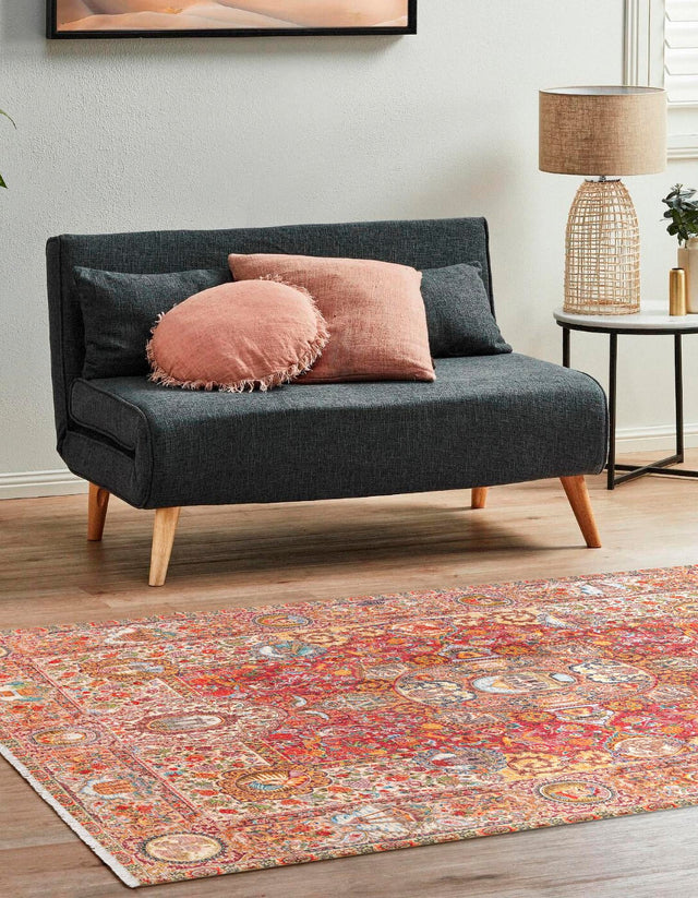 Rust Red 6' 1 x 9' Boutique Rectangle Area Rug Chenille Polyester Cotton Traditional Oriental Inspired Classical Carpet for Living Rooms Dining Office Space Interior Design for Sale at Rug Engine