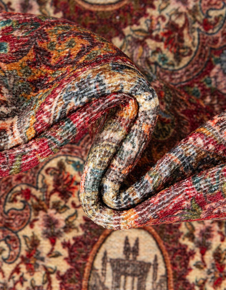 Rust Red 3' 11 x 5' 11 Boutique Rectangle Area Rug Chenille Polyester Cotton Traditional Oriental Inspired Classical Carpet for Living Rooms Dining Office Space Interior Design for Sale at Rug Engine