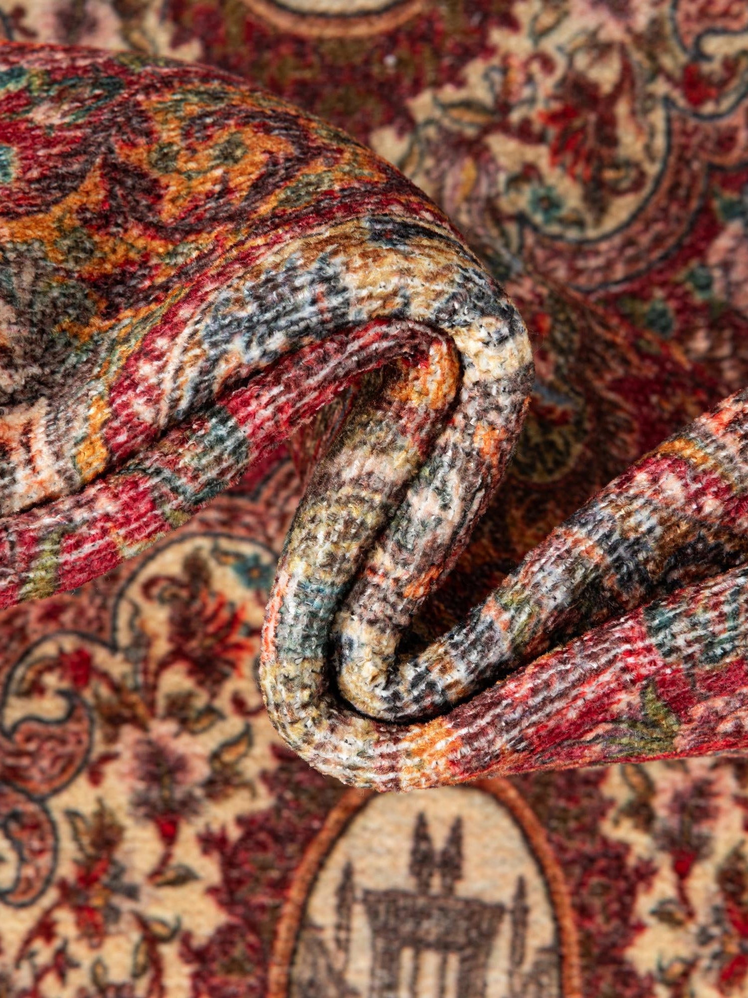 Rust Red 5' 1 x 7' 10 Boutique Rectangle Area Rug Chenille Polyester Cotton Traditional Oriental Inspired Classical Carpet for Living Rooms Dining Office Space Interior Design for Sale at Rug Engine