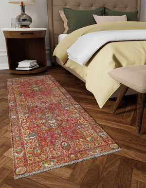 Rust Red 2' x 5' 1 Boutique Runner Area Rug Chenille Polyester Cotton Traditional Oriental Inspired Classical Carpet for Living Rooms Dining Office Space Interior Design for Sale at Rug Engine