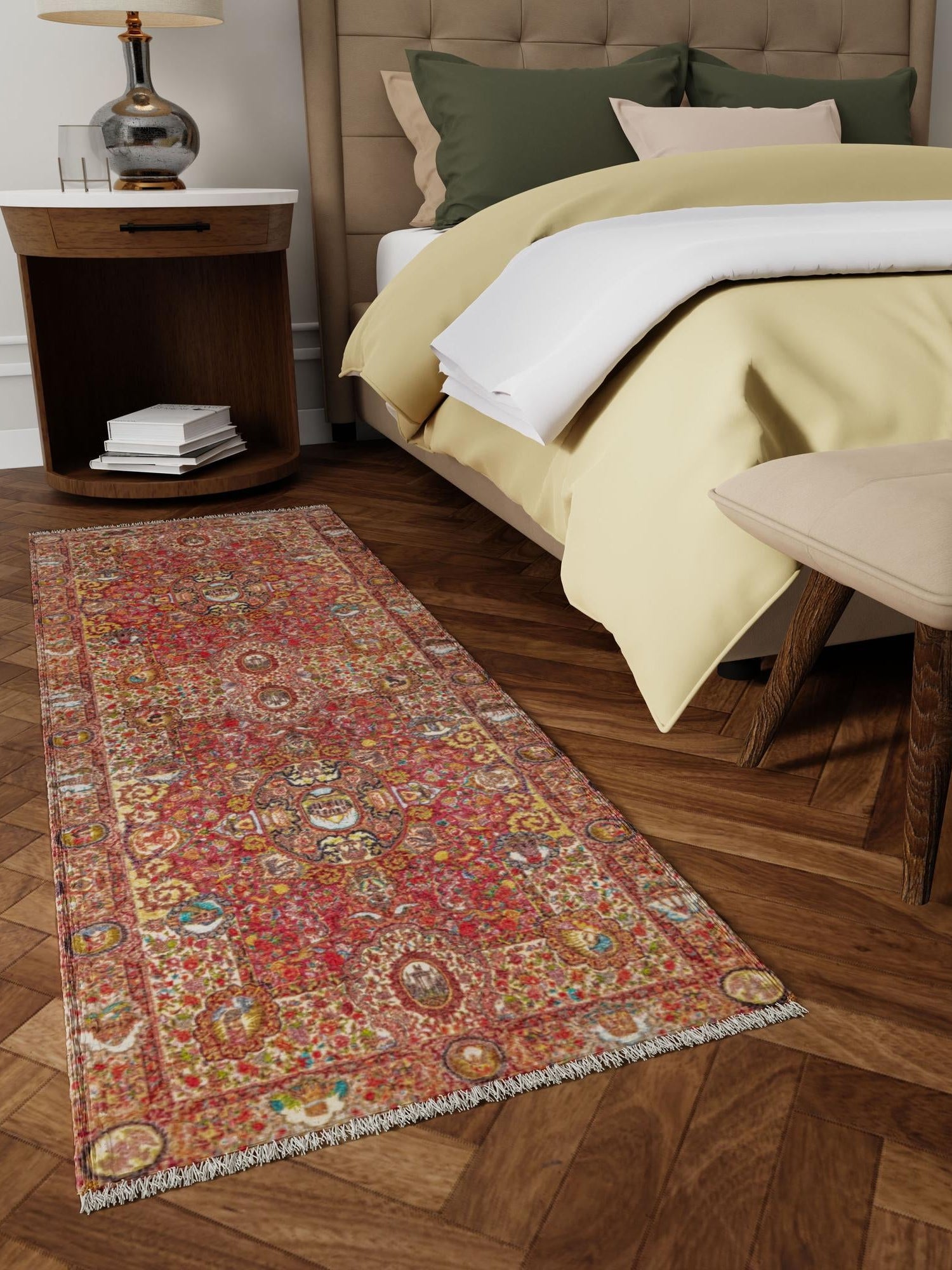 Rust Red 2' x 8' Boutique Runner Area Rug Chenille Polyester Cotton Traditional Oriental Inspired Classical Carpet for Living Rooms Dining Office Space Interior Design for Sale at Rug Engine