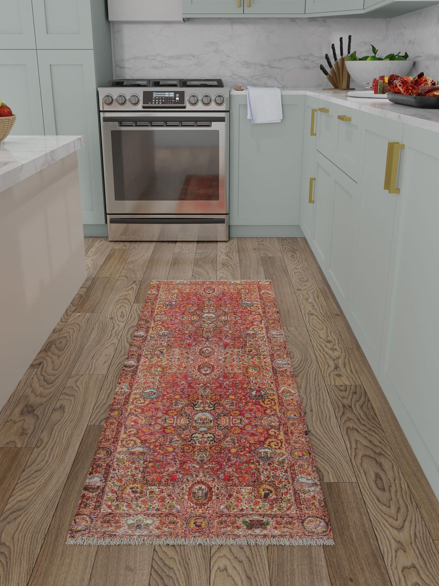 Rust Red 2' x 6' 1 Boutique Runner Area Rug Chenille Polyester Cotton Traditional Oriental Inspired Classical Carpet for Living Rooms Dining Office Space Interior Design for Sale at Rug Engine
