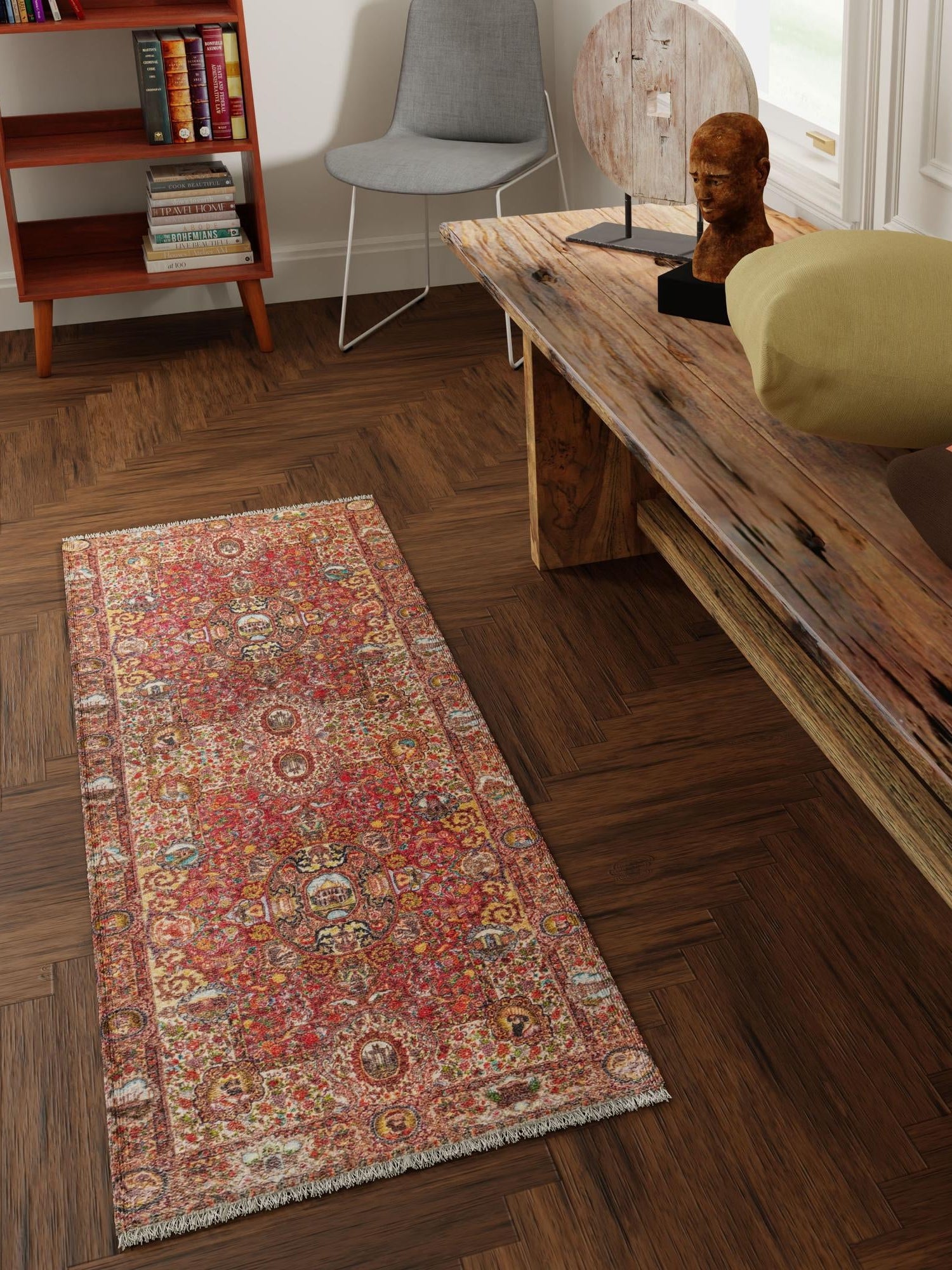 Rust Red 3' 3 x 11' 10 Boutique Runner Area Rug Chenille Polyester Cotton Traditional Oriental Inspired Classical Carpet for Living Rooms Dining Office Space Interior Design for Sale at Rug Engine