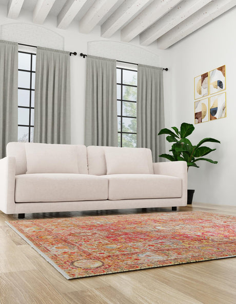Rust Red 5' 1 x 5' 1 Boutique Square Area Rug Chenille Polyester Cotton Traditional Oriental Inspired Classical Carpet for Living Rooms Dining Office Space Interior Design for Sale at Rug Engine