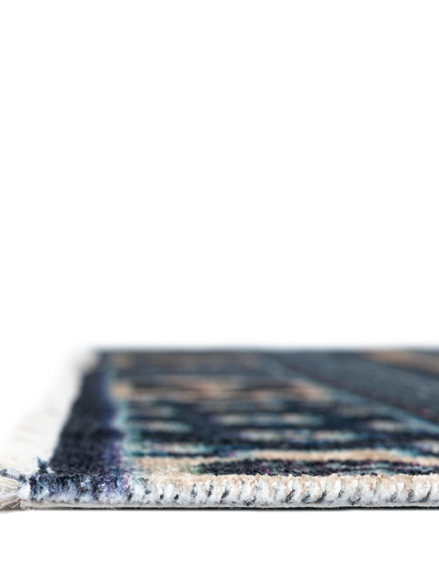 Ivory and Blue 3' 11 x 5' 11 Boutique Rectangle Area Rug Chenille Polyester Cotton Traditional Oriental Inspired Classical Carpet for Living Rooms Dining Office Space Interior Design for Sale at Rug Engine