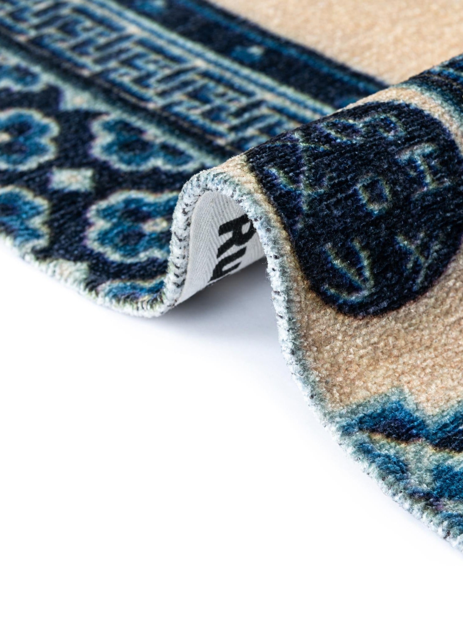 Ivory and Blue 5' 1 x 7' 10 Boutique Rectangle Area Rug Chenille Polyester Cotton Traditional Oriental Inspired Classical Carpet for Living Rooms Dining Office Space Interior Design for Sale at Rug Engine