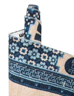 Ivory and Blue 6' 1 x 9' Boutique Rectangle Area Rug Chenille Polyester Cotton Traditional Oriental Inspired Classical Carpet for Living Rooms Dining Office Space Interior Design for Sale at Rug Engine
