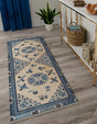Ivory and Blue 3' 3 x 11' 10 Boutique Runner Area Rug Chenille Polyester Cotton Traditional Oriental Inspired Classical Carpet for Living Rooms Dining Office Space Interior Design for Sale at Rug Engine