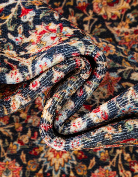 Navy Blue 6' 1 x 9' Boutique Rectangle Area Rug Chenille Polyester Cotton Traditional Oriental Inspired Classical Carpet for Living Rooms Dining Office Space Interior Design for Sale at Rug Engine