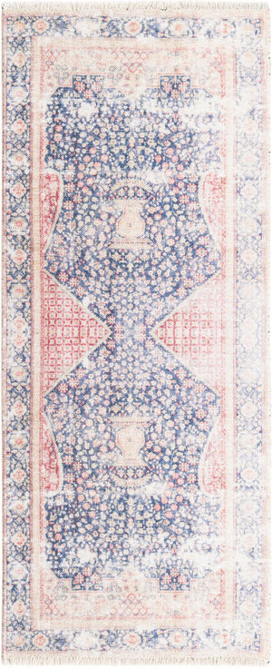 Navy Blue 2' x 5' 1 Boutique Runner Area Rug Chenille Polyester Cotton Traditional Oriental Inspired Classical Carpet for Living Rooms Dining Office Space Interior Design for Sale at Rug Engine