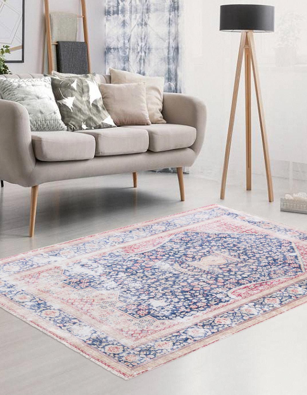 Navy Blue 9' x 11' 10 Boutique Rectangle Area Rug Chenille Polyester Cotton Traditional Oriental Inspired Classical Carpet for Living Rooms Dining Office Space Interior Design for Sale at Rug Engine