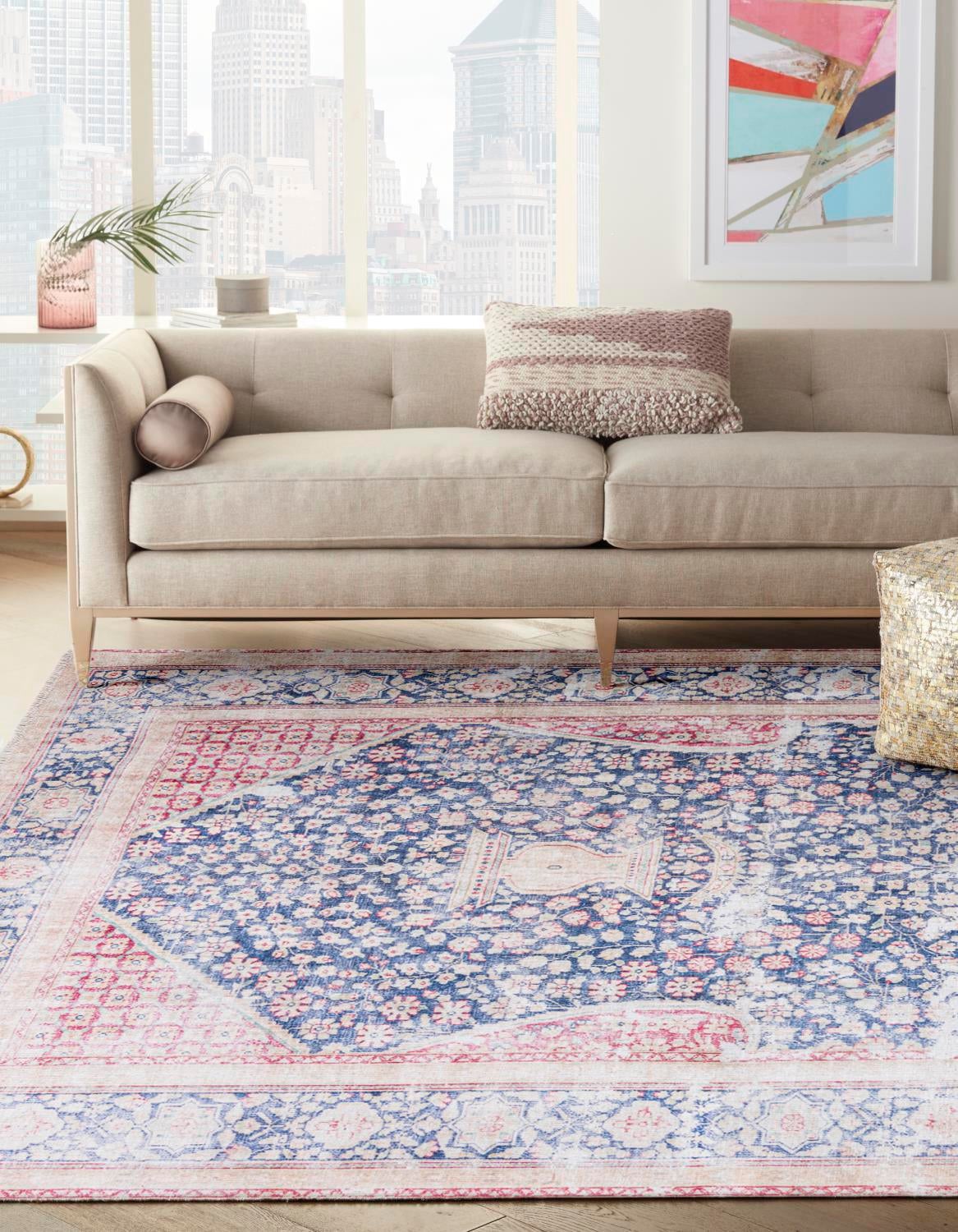 Navy Blue 5' 1 x 7' 10 Boutique Rectangle Area Rug Chenille Polyester Cotton Traditional Oriental Inspired Classical Carpet for Living Rooms Dining Office Space Interior Design for Sale at Rug Engine