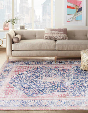 Navy Blue 5' 1 x 7' 10 Boutique Rectangle Area Rug Chenille Polyester Cotton Traditional Oriental Inspired Classical Carpet for Living Rooms Dining Office Space Interior Design for Sale at Rug Engine