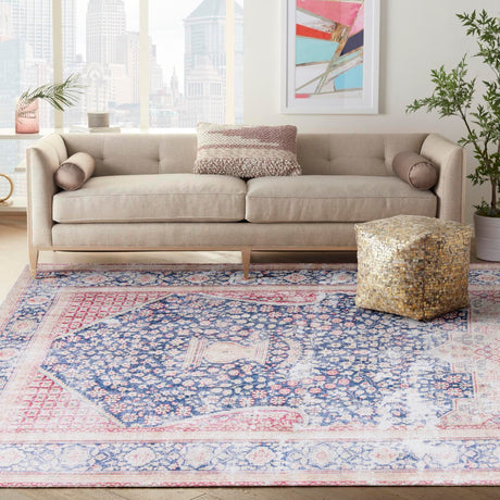 Navy Blue 6' 1 x 9' Boutique Rectangle Area Rug Chenille Polyester Cotton Traditional Oriental Inspired Classical Carpet for Living Rooms Dining Office Space Interior Design for Sale at Rug Engine