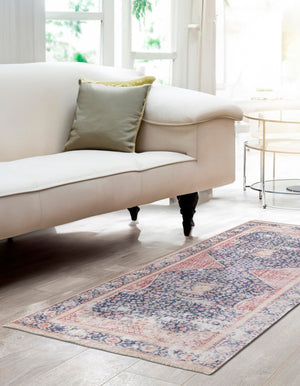 Navy Blue 2' x 6' 1 Boutique Runner Area Rug Chenille Polyester Cotton Traditional Oriental Inspired Classical Carpet for Living Rooms Dining Office Space Interior Design for Sale at Rug Engine