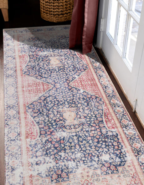 Navy Blue 2' x 6' 1 Boutique Runner Area Rug Chenille Polyester Cotton Traditional Oriental Inspired Classical Carpet for Living Rooms Dining Office Space Interior Design for Sale at Rug Engine