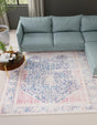 Navy Blue 5' 1 x 5' 1 Boutique Square Area Rug Chenille Polyester Cotton Traditional Oriental Inspired Classical Carpet for Living Rooms Dining Office Space Interior Design for Sale at Rug Engine
