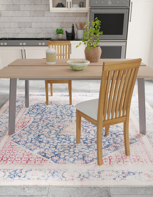 Navy Blue 5' 1 x 5' 1 Boutique Square Area Rug Chenille Polyester Cotton Traditional Oriental Inspired Classical Carpet for Living Rooms Dining Office Space Interior Design for Sale at Rug Engine