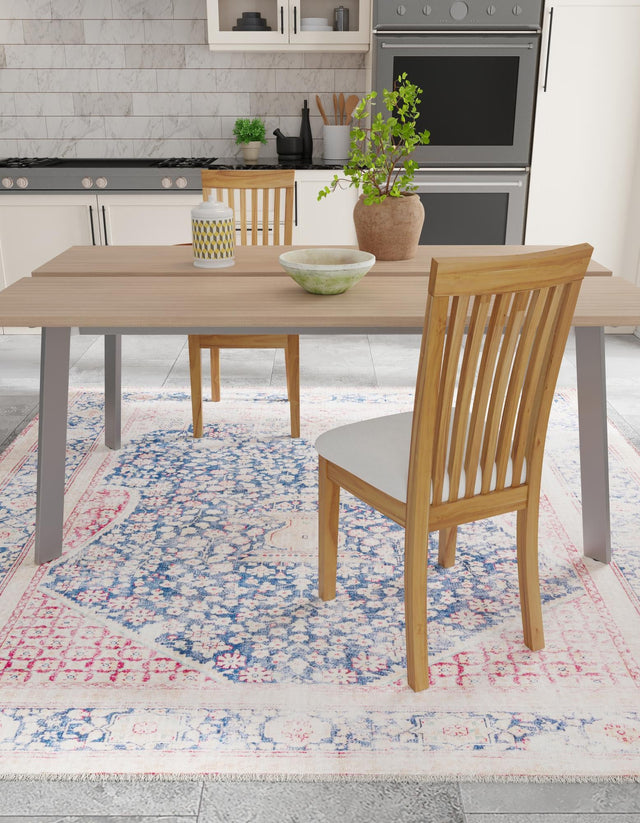 Navy Blue 5' 1 x 5' 1 Boutique Square Area Rug Chenille Polyester Cotton Traditional Oriental Inspired Classical Carpet for Living Rooms Dining Office Space Interior Design for Sale at Rug Engine
