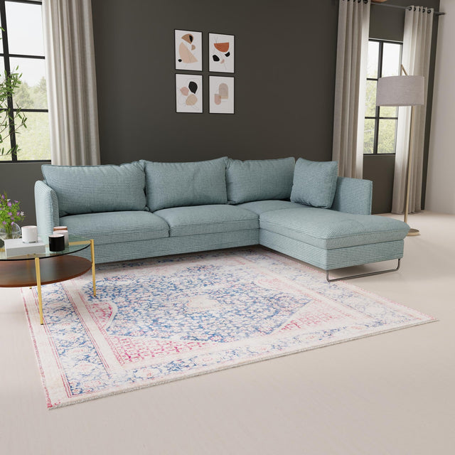 Navy Blue 7' 9 x 7' 9 Boutique Square Area Rug Chenille Polyester Cotton Traditional Oriental Inspired Classical Carpet for Living Rooms Dining Office Space Interior Design for Sale at Rug Engine