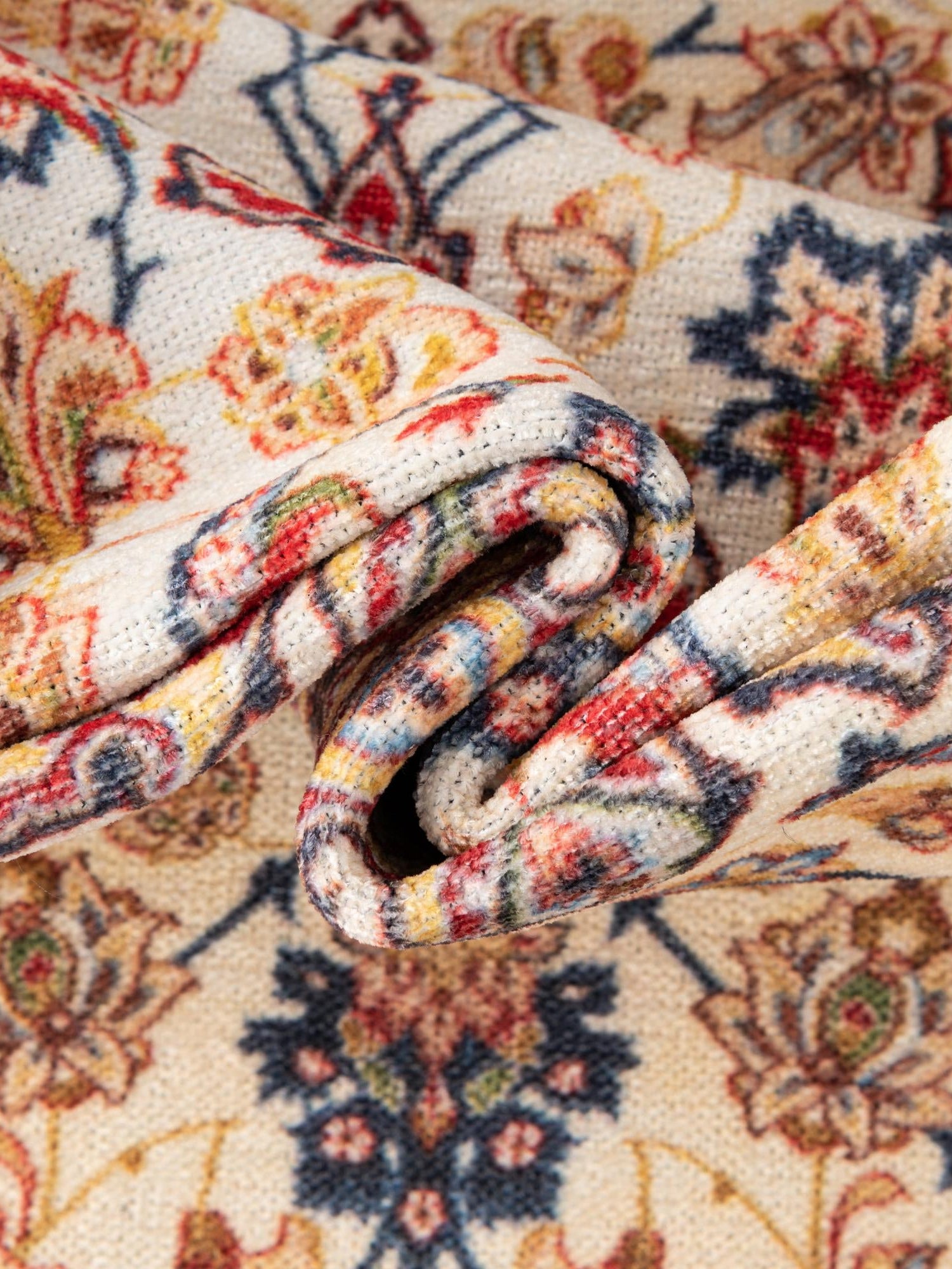 Beige 6' 1 x 9' Boutique Rectangle Area Rug Chenille Polyester Cotton Traditional Oriental Inspired Classical Carpet for Living Rooms Dining Office Space Interior Design for Sale at Rug Engine