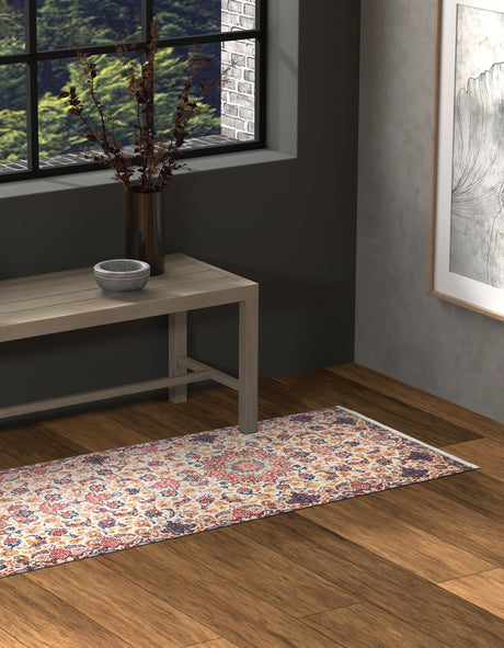 Beige 2' x 6' 1 Boutique Runner Area Rug Chenille Polyester Cotton Traditional Oriental Inspired Classical Carpet for Living Rooms Dining Office Space Interior Design for Sale at Rug Engine
