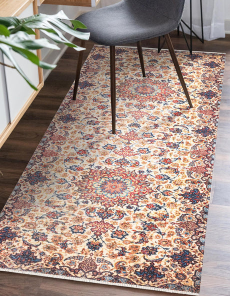 Beige 2' x 5' 1 Boutique Runner Area Rug Chenille Polyester Cotton Traditional Oriental Inspired Classical Carpet for Living Rooms Dining Office Space Interior Design for Sale at Rug Engine