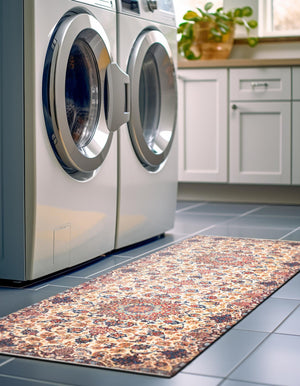 Beige 3' 3 x 11' 10 Boutique Runner Area Rug Chenille Polyester Cotton Traditional Oriental Inspired Classical Carpet for Living Rooms Dining Office Space Interior Design for Sale at Rug Engine