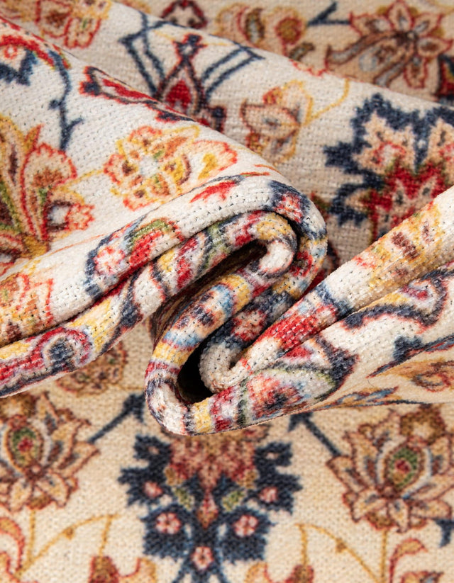 Beige 5' 1 x 5' 1 Boutique Square Area Rug Chenille Polyester Cotton Traditional Oriental Inspired Classical Carpet for Living Rooms Dining Office Space Interior Design for Sale at Rug Engine