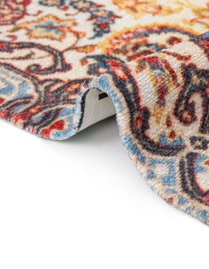 Beige 5' 1 x 5' 1 Boutique Square Area Rug Chenille Polyester Cotton Traditional Oriental Inspired Classical Carpet for Living Rooms Dining Office Space Interior Design for Sale at Rug Engine