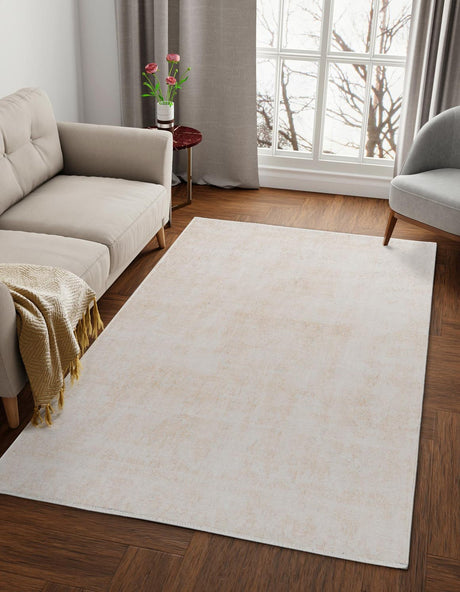 Ivory 6' 1 x 9' Boutique Rectangle Area Rug Chenille Polyester Cotton Traditional Oriental Inspired Classical Carpet for Living Rooms Dining Office Space Interior Design for Sale at Rug Engine