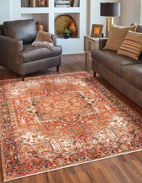 Rust Red 2' x 3' 1 Boutique Rectangle Area Rug Chenille Polyester Cotton Traditional Oriental Inspired Classical Carpet for Living Rooms Dining Office Space Interior Design for Sale at Rug Engine