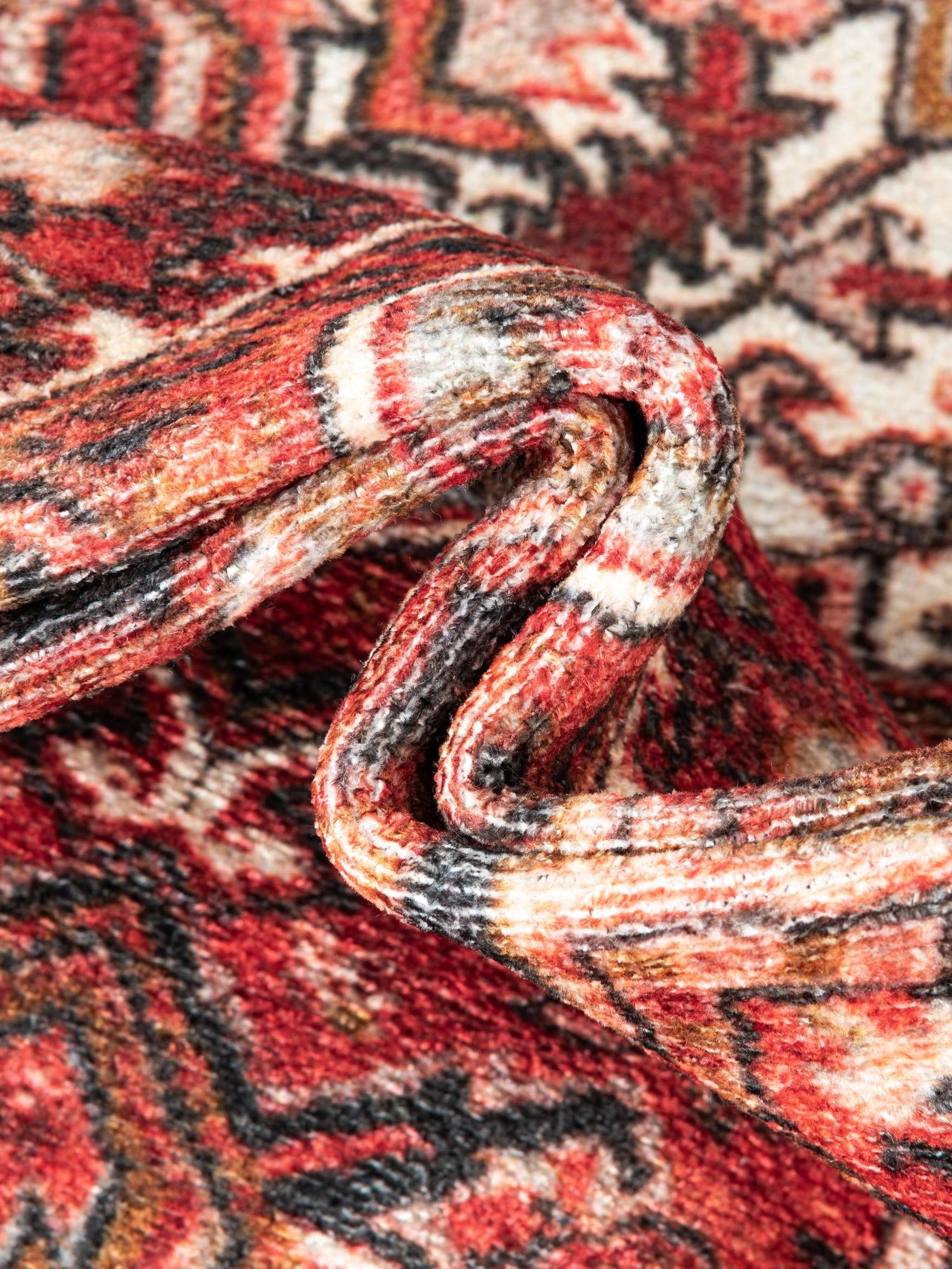 Rust Red 6' 1 x 9' Boutique Rectangle Area Rug Chenille Polyester Cotton Traditional Oriental Inspired Classical Carpet for Living Rooms Dining Office Space Interior Design for Sale at Rug Engine